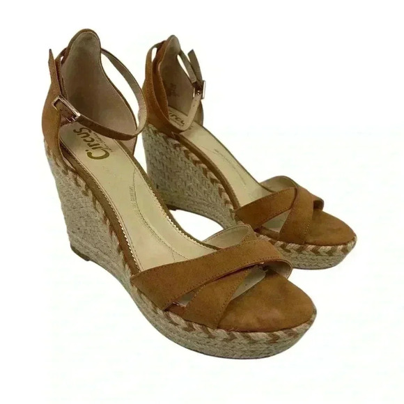 Circus by Sam Edelman Espadrille Sandals Brown Criss-Cross Ankle Size 8.5 - Picture 1 of 14